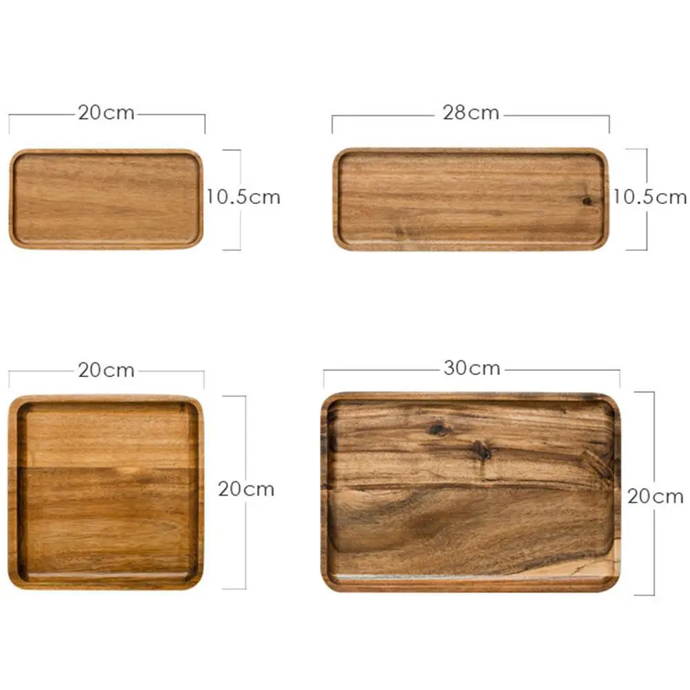 

Wooden Pallet Serving Tray Square Rectangle Breakfast Grooved Carry Plate Handle Sushi Easy Cake With Bread Dessert F2U6