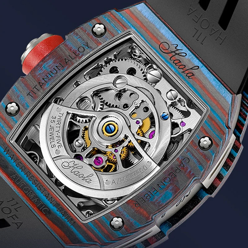 HAOFA Автоматические tourbillon часы мужские спортивные сапфировые водонепроницаемые