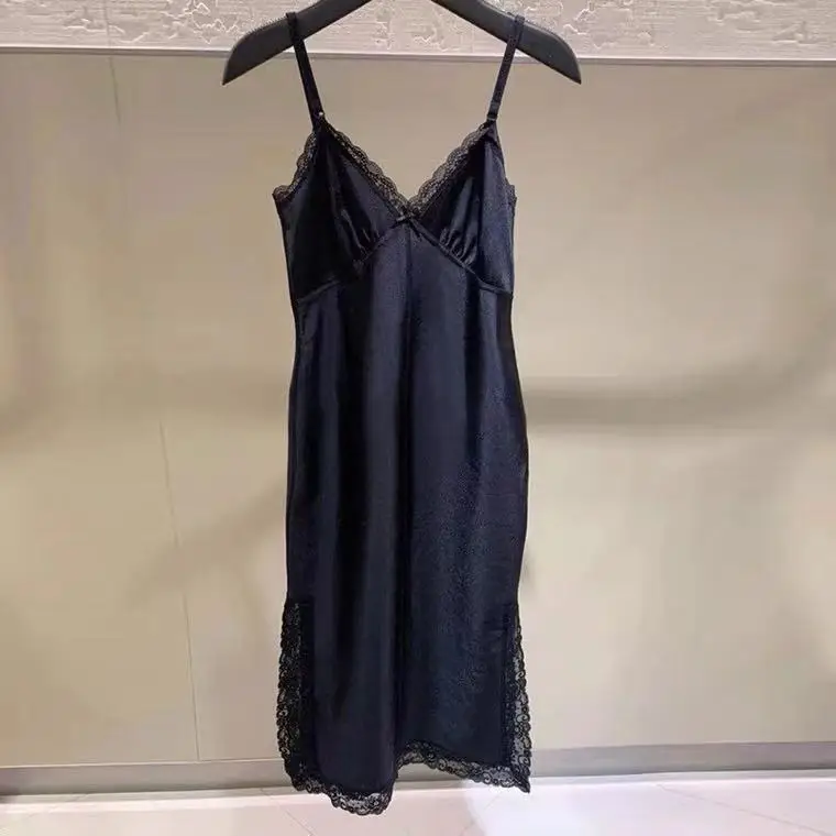 

Summer Women Dress Suspender skirt V Neck Lace Long Dress Women Sleep Wear Sexy Club Wear Korean Design