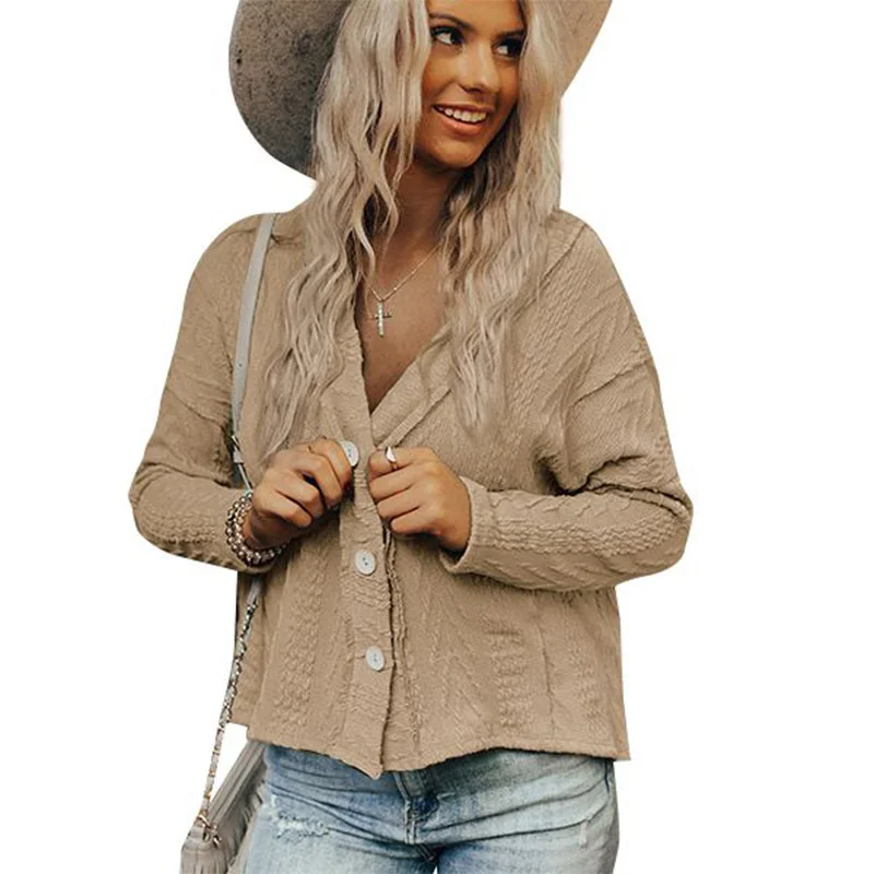 

Женский жаккардовый свитер с V-образным вырезом и длинным рукавом