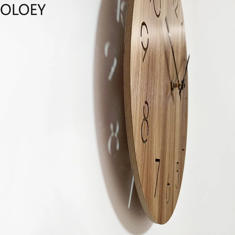 Wood Large Wall Clock Watch 3d Modern Living Room Bedroom Silent Yellow Clocks Vintage Home Decor Kitchen Office Horloge | Дом и сад