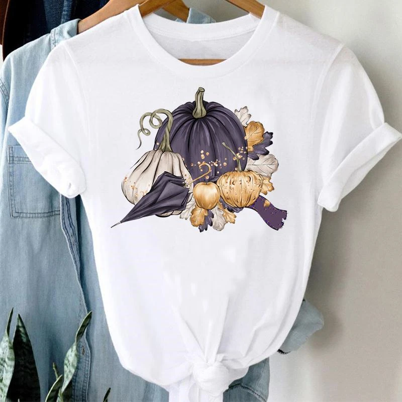 

Halloween Thanksgiving Pumpkin Autumn Women Coffee Spice 90s Fall Graphic Clothes Tshirt Top Print Kawaii T Female Tee T-Shirt