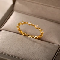 cubic zirconia rings for women gold color female crystal couple ring 2022 trend korean fashion jewerly anillos mujer
