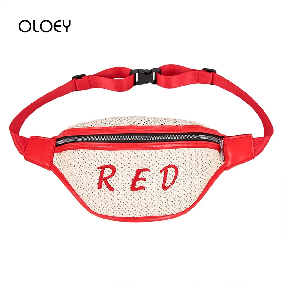 Модная забавная сумка для женщин соломенный Плетеный поясной кошелек Женская