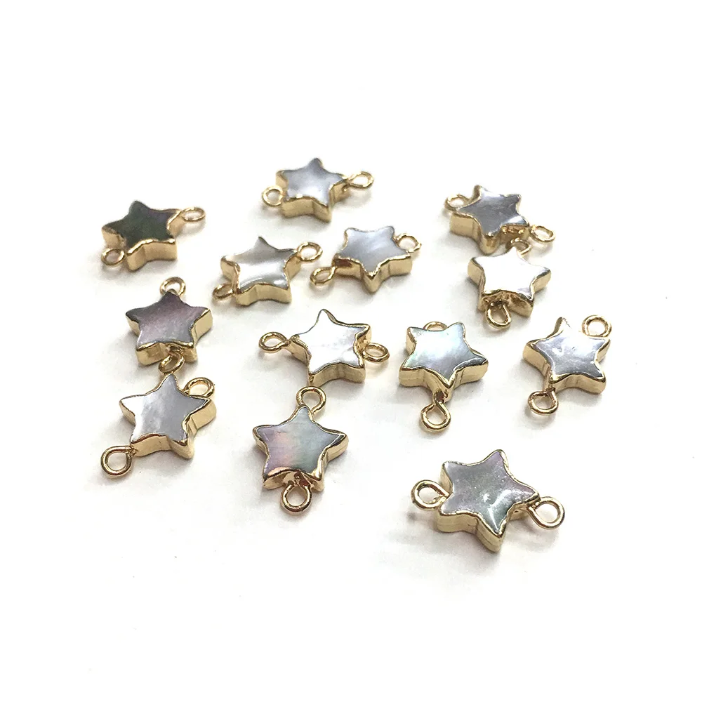 

New 1PC Natural Freshwater Pentagram Golden Pearl Pendant Connector Charm Pendant For DIY Jewelry Making 10x16mm