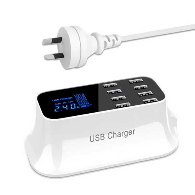 Зарядное устройство с 8 USB-портами ЖК-дисплей дисплей в режиме реального времени