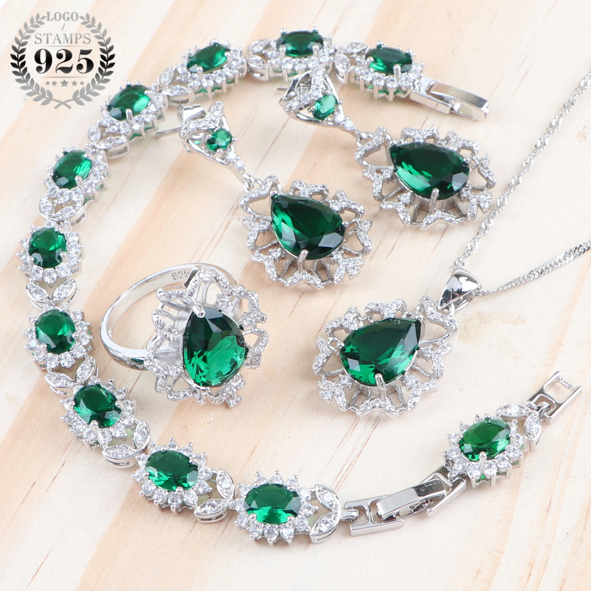 ЦИРКОНИЕВЫЕ 925 серебряные Свадебные Ювелирные наборы для женщин Свадебный