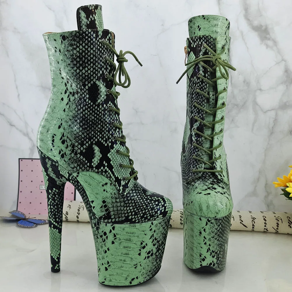 Leecabe обувь для танцев на шесте светло-синяя змея 20 см/8 дюймов платформе и высоком