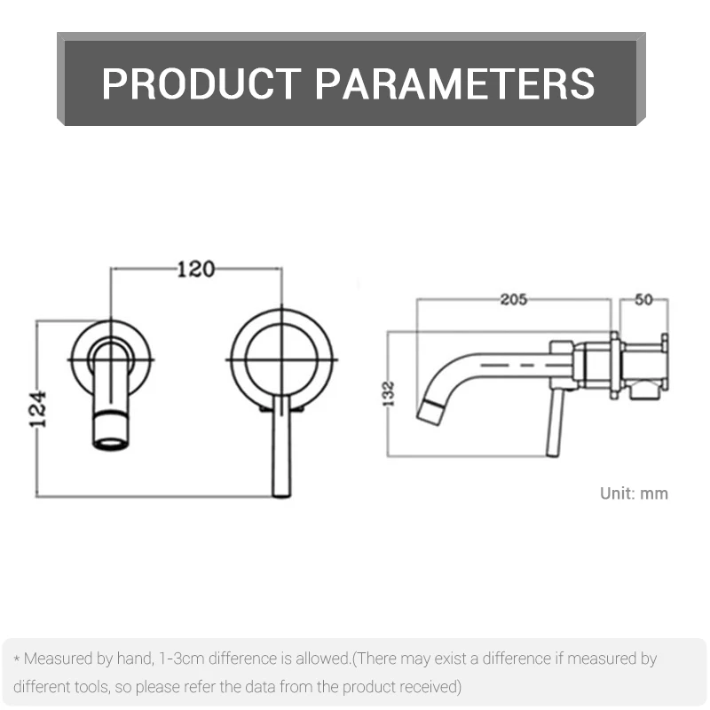 Скрытый настенный смеситель для раковины Смеситель горячей и холодной воды Tap