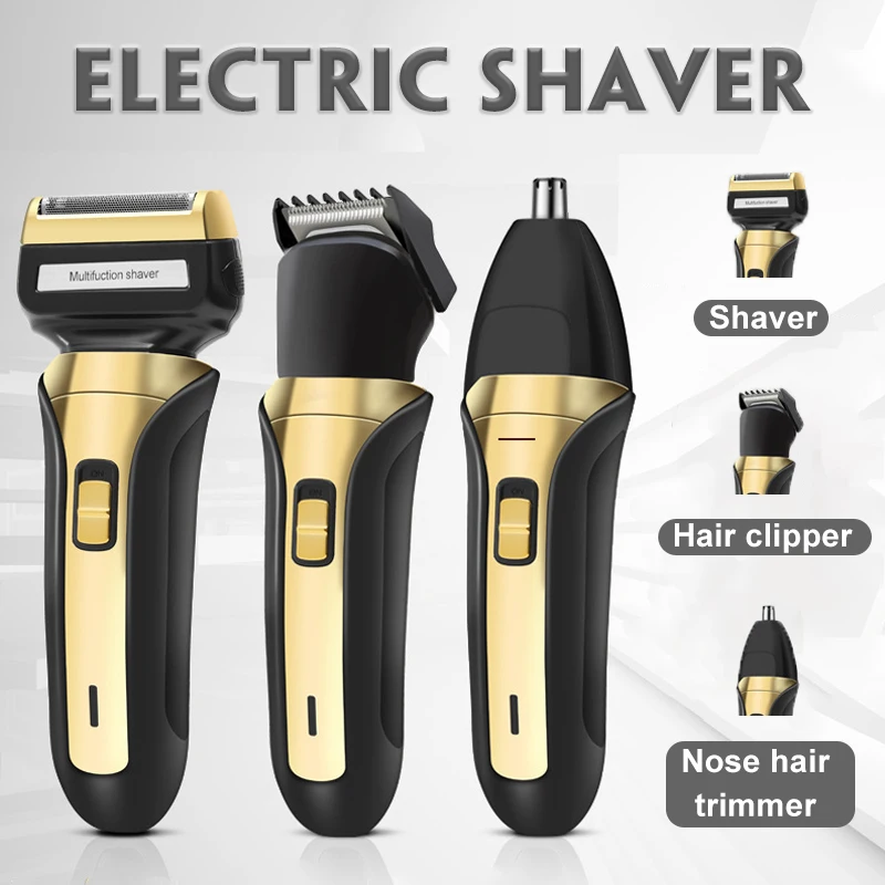 

3in1 Electric Shaver for Men's Electric Hair Clipper USB Rechargeable Professional Hair Trimmer Nose Hair Trimming Adult Razor