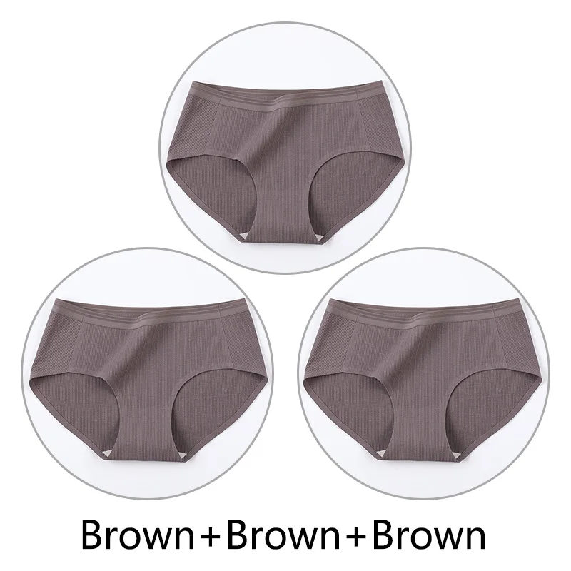 Brown Brown Brown 3 шт. нитки жаккардовые процесс дышащие трусики женские сексуальные хлопковые шорты Бесшовные мягкое нижнее белье m-xl девушки нижнее белье - Цвет: Brown Brown Brown