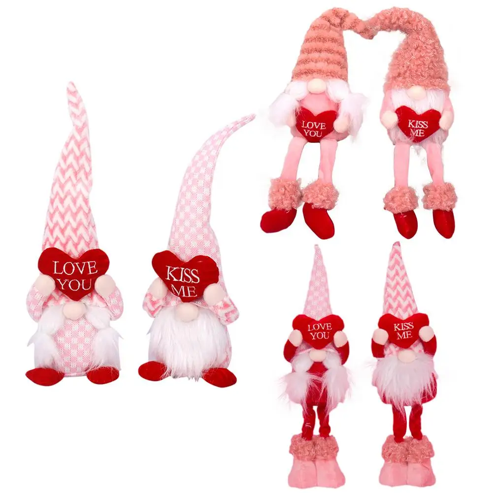 

Valentines Day Gnomes Plush Decorations Handmade Faceless Santa Doll Elf Decorations Lovely Handmade Stuffed Gnomes Holiday Or