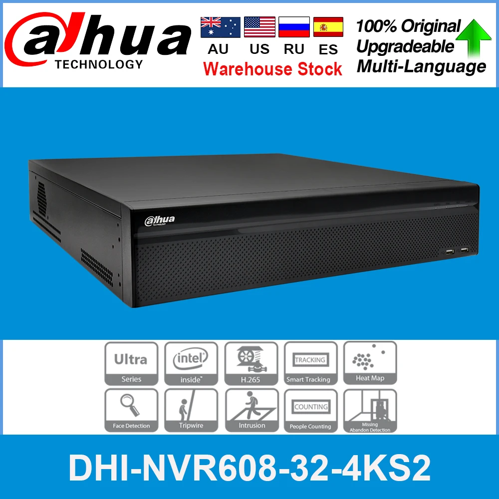 Оригинал dahua международная версия NVR NVR608 32 4KS2 канала ультра 4K H.265 Сетевой Видео