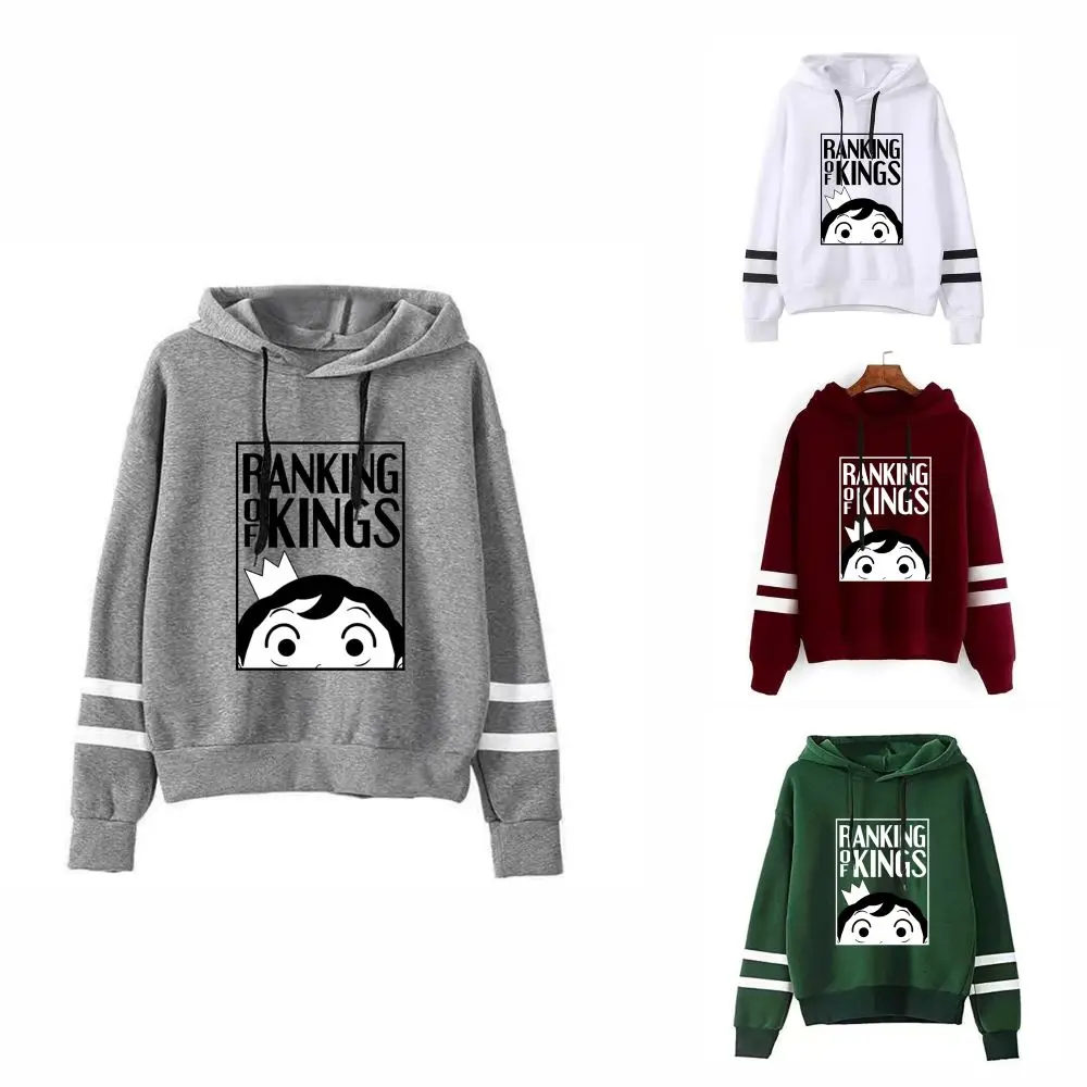 

Cartoon Ranking of Kings Character Print Hoodie White Grey Green Men's Top Lovely Porgy Head Hoodie for Both Men and Women