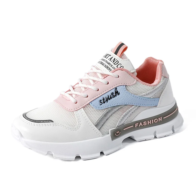 

Новинка Весна 2021, повседневная спортивная сетчатая белая женская обувь, обувь для папы, Белая обувь