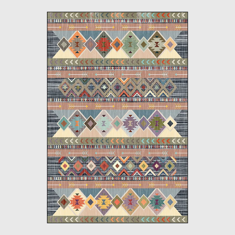 

Bohmian retro colored geometric ethnic style living room bedroom kitchen bedside carpet mat custom