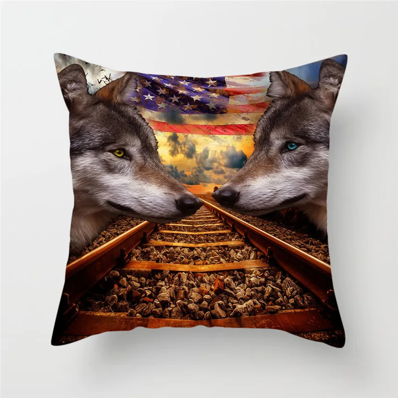 Fuwatacchi волк с нашивкой Крылья чехлы на диванные подушки &quotFantasy Wolf&quot наволочка