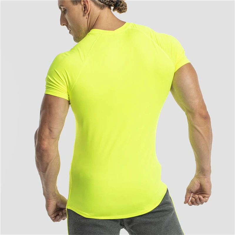 

Mens muscle T shirt bodybuilding fitness men tops Sports singlets tight T-Shirt Fashion Leisure Short Sleeve Men Tshirt