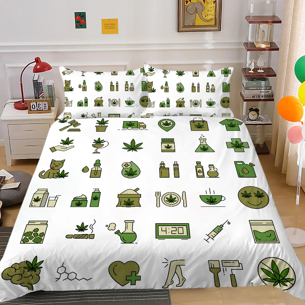 

3D Bedding Set Maple Leaves Printed Duvet Cover Set Boys Girls Room Comforter Covers Polyester Bedclothes 2/3 Pcs & Pillowcase