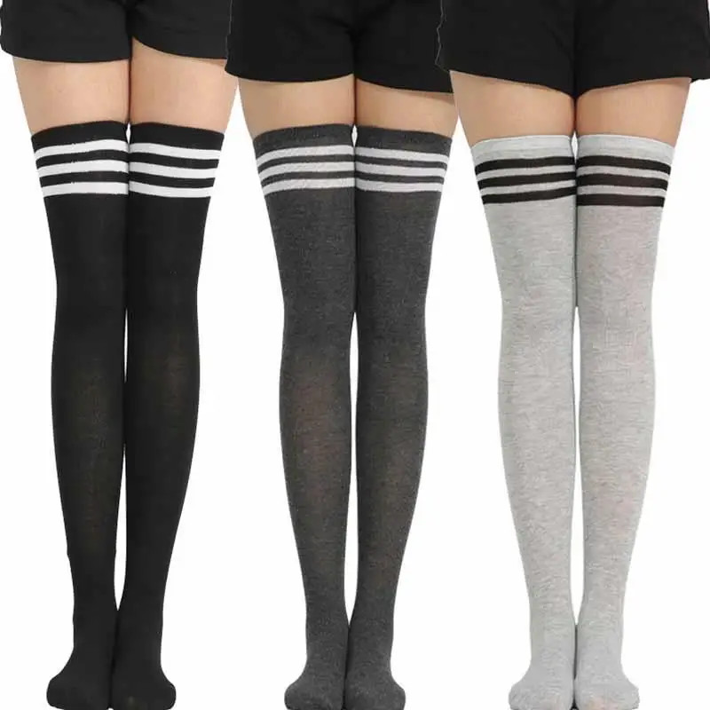 

Black Lolita Striped Socks Women Funny Christmas Gifts Sexy Thigh High Nylon Long Stockings Cute Over Knee Socks For Girls