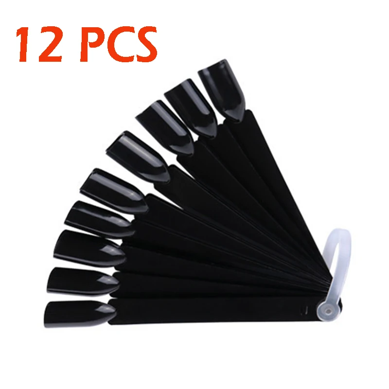 12PCS-Black 12 В/24 В/32/50 шт. палочки накладные ногти пластина лак для ногтей Цвет пластина демонстрационная доска начинающих практиковать Sketchpad Дисплей стенд - Цвет: 12PCS-Black