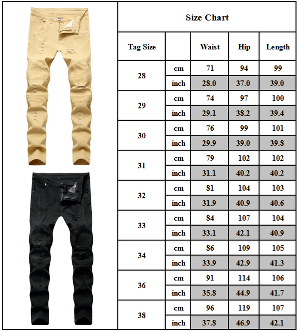 

Fashion Mens Skinny Stretch Ripped Denim Jeans Slim Fit Zip Biker Trousers Bottom Pants New Style