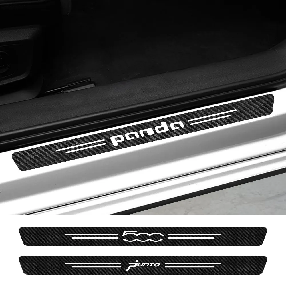 4PCS Car Sill Sticker For Fiat 500 ARGO BRAVO FREEMONT IDEA LINEA PANDA PUNTO SEICENTO SIENA Auto Accessories Carbon Fiber Decal - купить по
