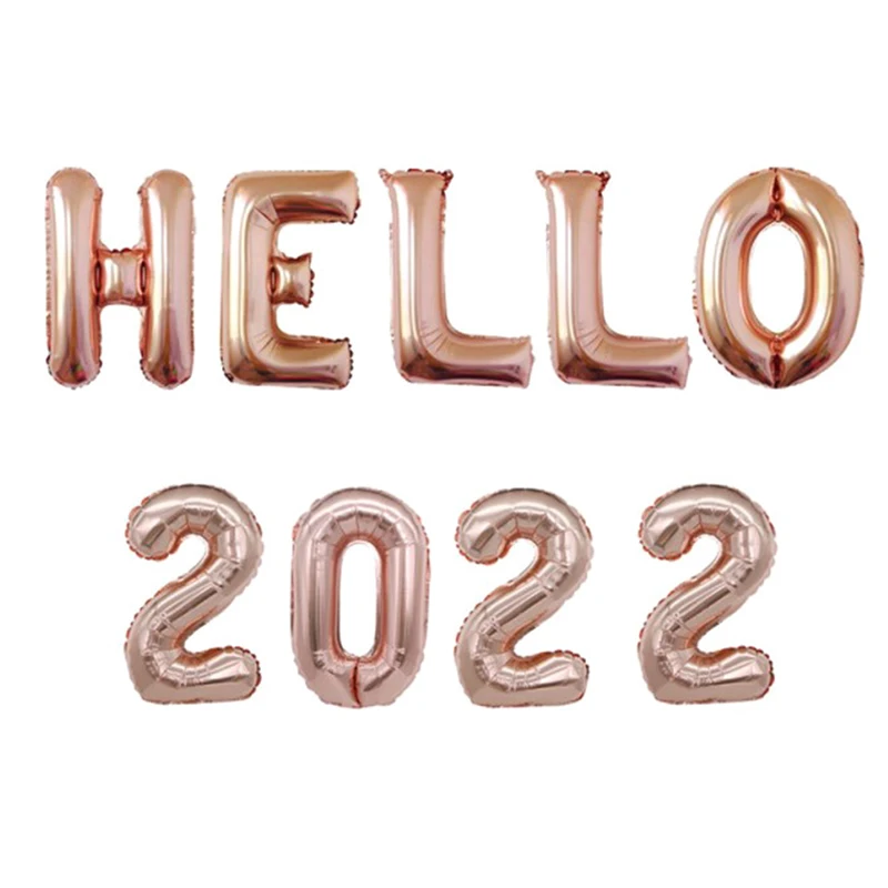 

1Set HELLO 2022 Number Foil Balloons 2022 Happy New Year Party Decorations Hello 2022 Ballons Festive Decor Supplies