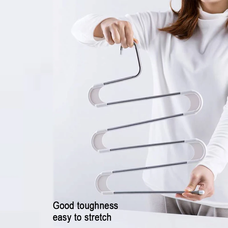 

Multifunction Pants Closet Holder Rack S-type Foldable Wardrobe Trousers Hanging Organizer C44