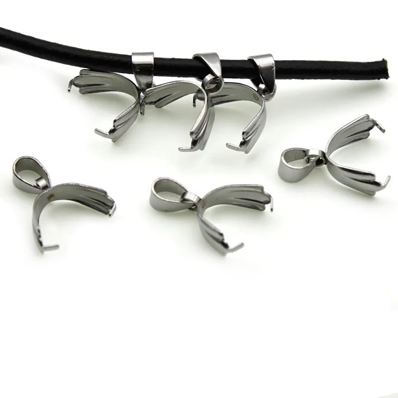 

20pcs/lot 6x19mm Stainless Steel Pendant Pinch Clip Bail Clasps Bead Pendant Necklace Connector Findings For Jewelry Making