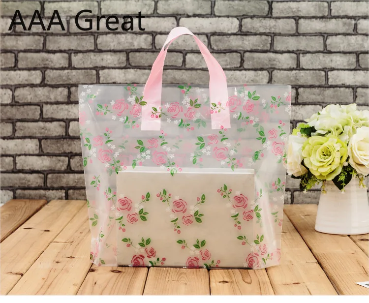 50 шт./лот подарочные пакеты с ручками сумки для магазина пластиковые мешочки