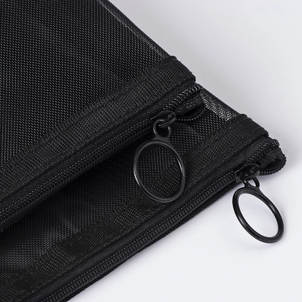 

1Pcs Fashion Mesh Clear Cosmetic Bag Zipper Makeup Bags for Women Washing Solid Travel Organizer Black Toiletry Bag Beauty Case