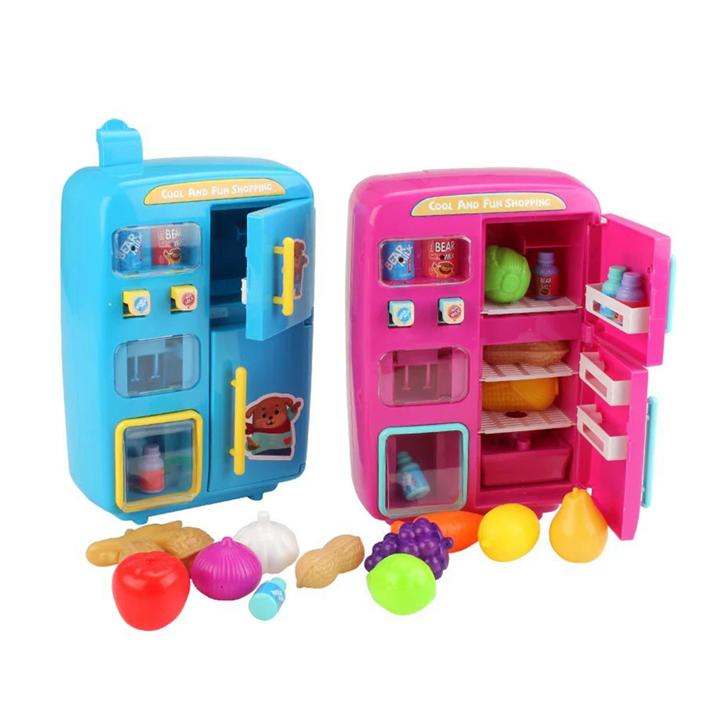 

Kids Toy Electric Simulation Fridge Vending Machine Play with Play Food Set