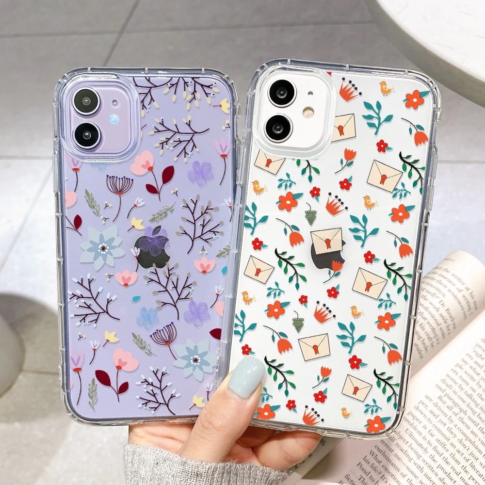 

Transparent Flower Case i Phone 12 Pro Case For iPhone 7 8 Plus 13 XR XS Max XR SE 2020 Fundas For iPhone 11 12 Pro Max Bumper