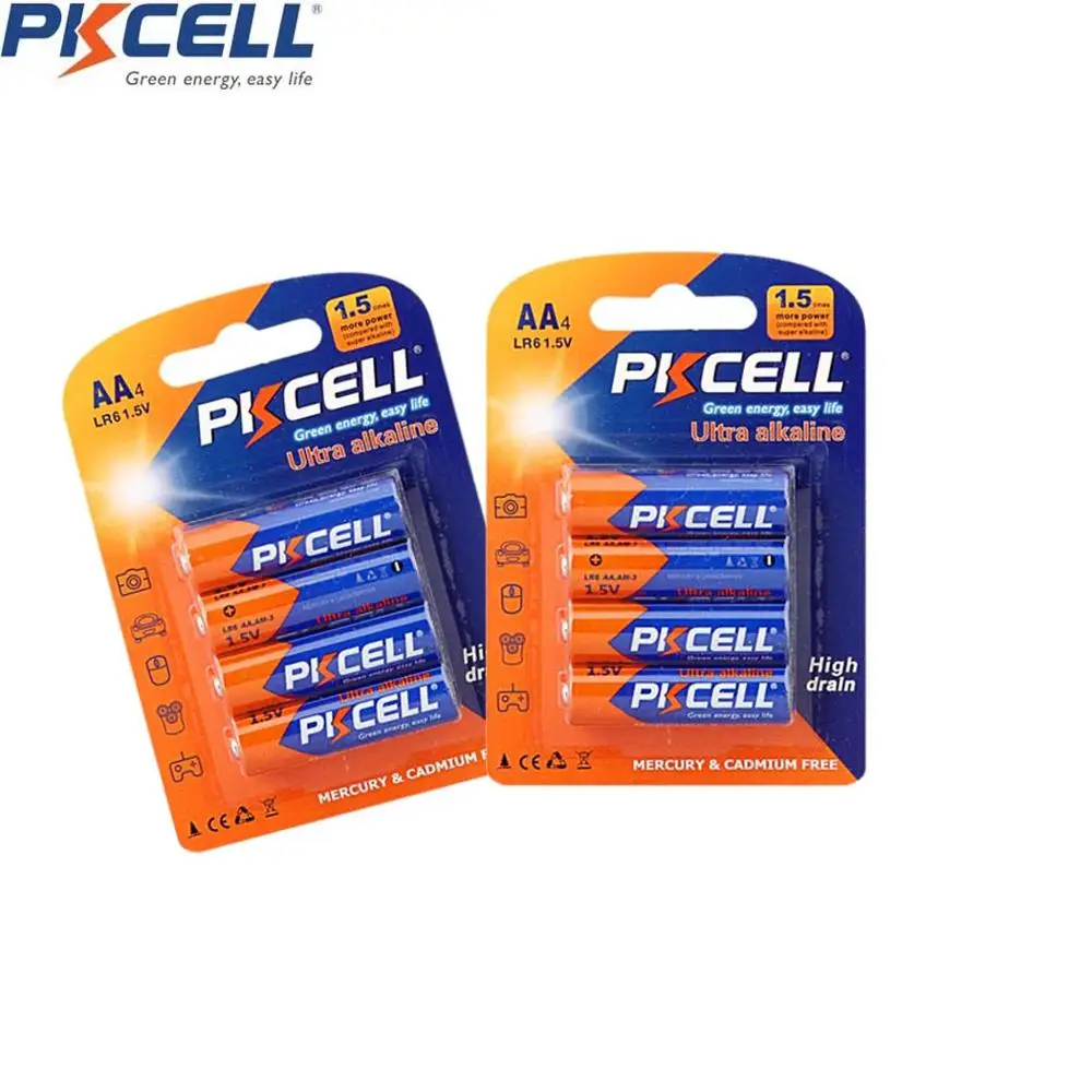 16 шт. щелочные батареи PKCELL LR6 AA сухая батарея 1 5 В lr6 aa десять лет службы для MP3|battery