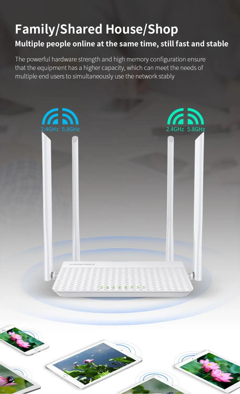 Двухдиапазонный Wi-Fi роутер COMFAST CF-N3 V3 1200 Мбит/с двухдиапазонный 2 4/5 ГГц Гигабитный