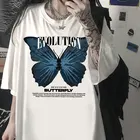 Женская футболка с бабочками в стиле Харадзюку, Повседневная Уличная одежда в стиле хип-хоп с коротким рукавом, топы, оверсайз, футболка в эстетическом стиле