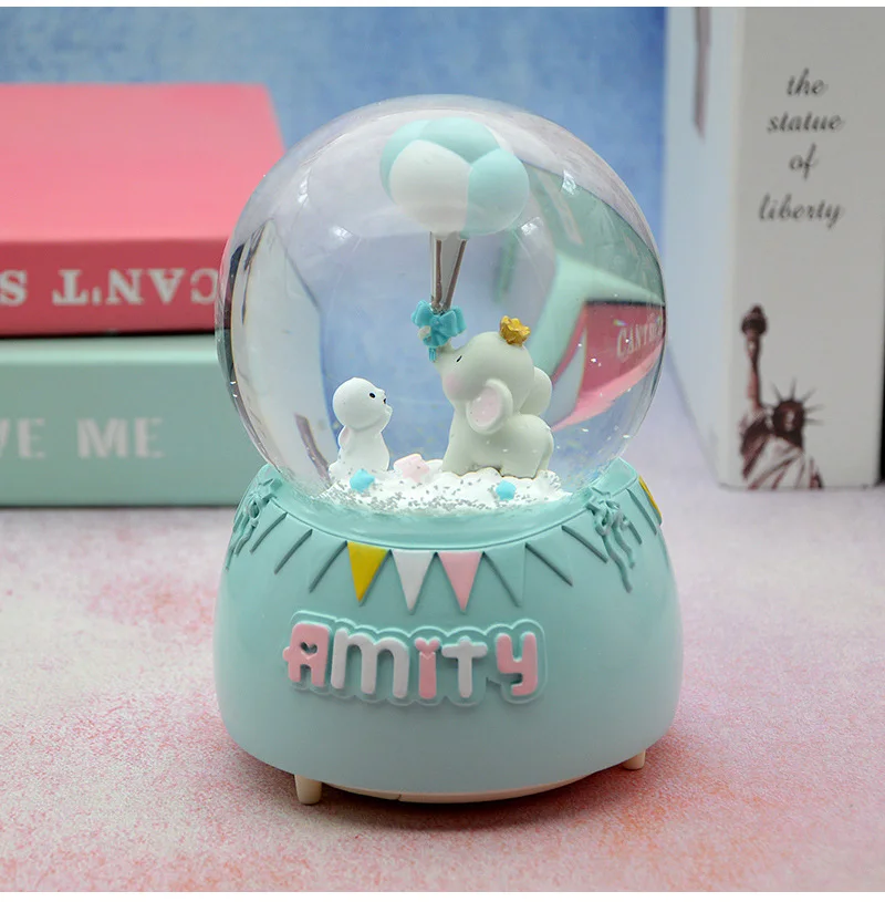 Strongwell Amusement Park Balloon Elephant Snow Globe Crystal Ball Christmas Music Box Christmas Decoration Home Birthday Gift