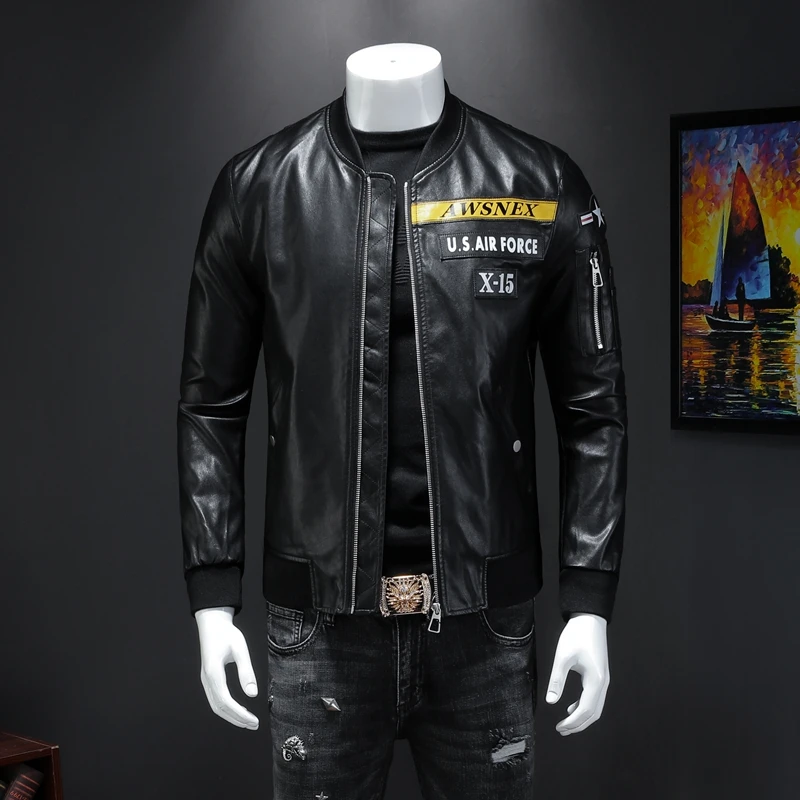 Мужская Повседневная модная индивидуальная куртка qiu dong из искусственной кожи