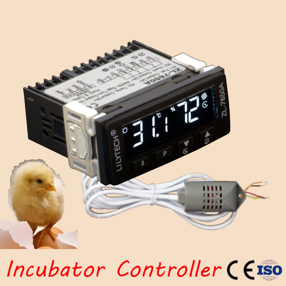 

Small Digital Easy Install Dual Display Timer ABS Temperature Humidity Automatic Heat Cool Incubator Controller Tools Embedded