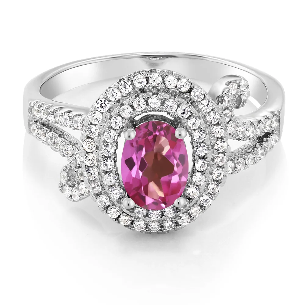 Драгоценный камень 2 20 карат Овальный натуральный розовый Мистик Топаз кольцо