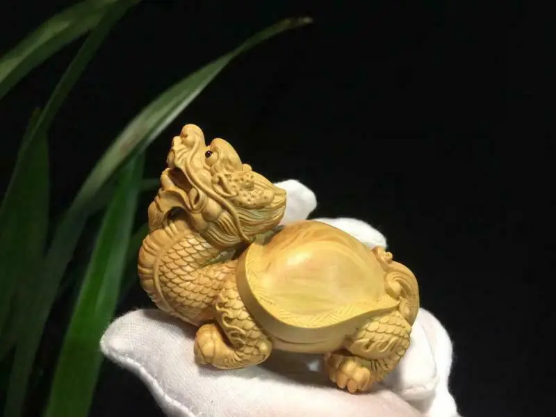 

Auspicious Beast Dragon Turtle Woodcarving Ornaments Exorcise Evil Spirits Craft