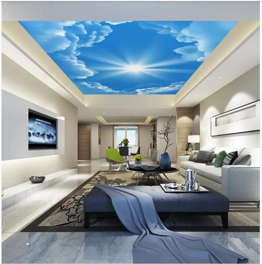 Пользовательские потолочные обои 3d Зенит Настенные для стен HD красивое голубое