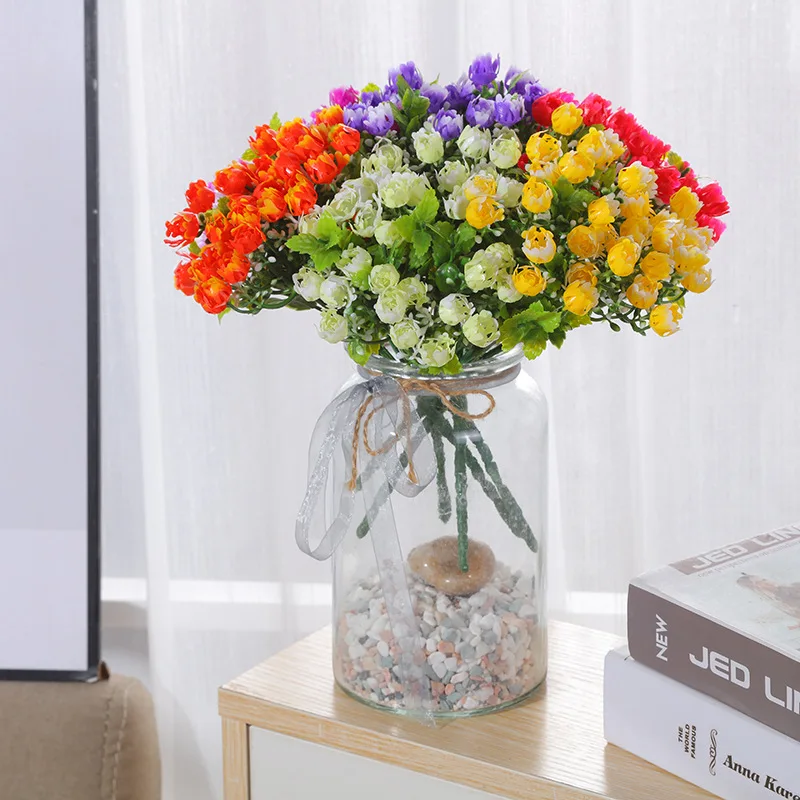 

Milan Head Little Rose Bunch of Artificial Flowers Outdoor Arrangement Plastic Flower Home Dining Room Living Room