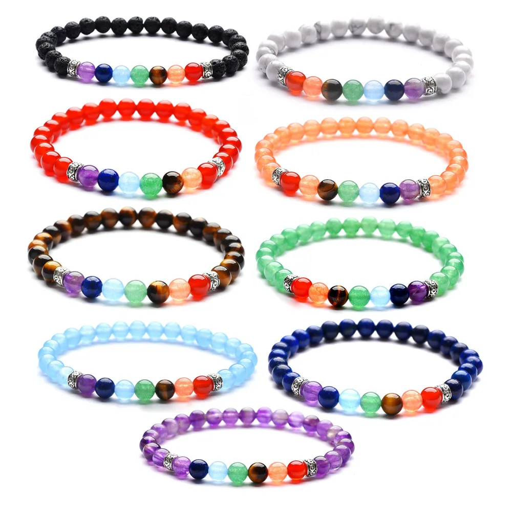 

Fashion 7 Chakra Yoga Reiki Beads Bracelet Female Natural Stone Charm Bracelets For Women Jewelry Accessories Pulseira Feminina