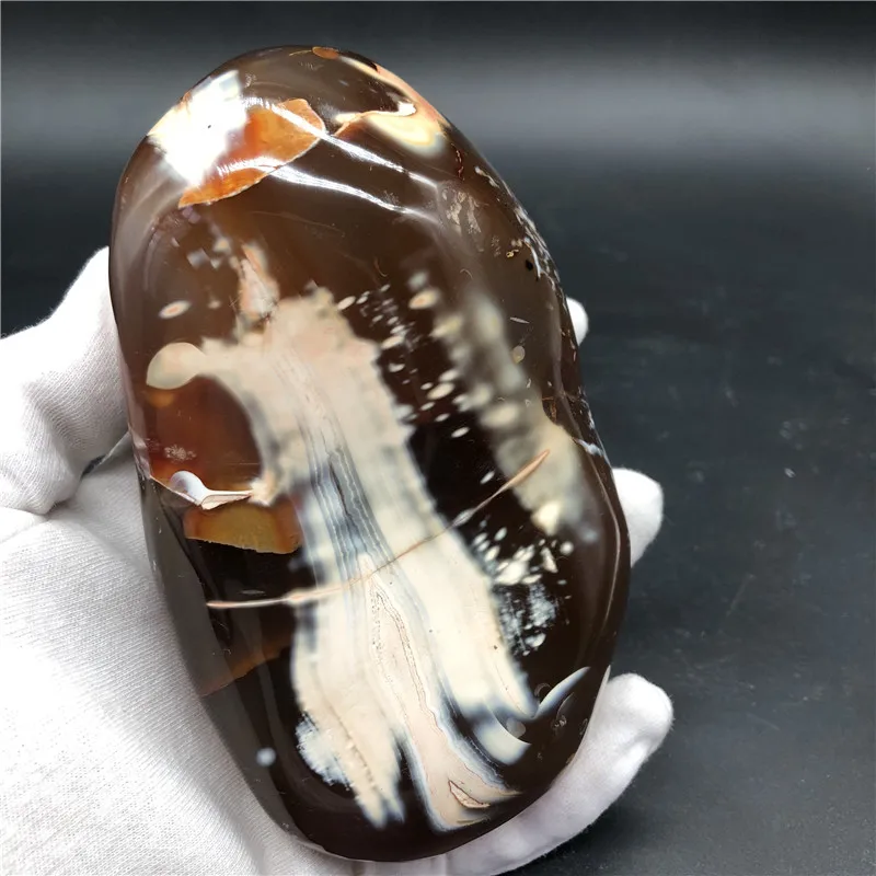 

960g Crystal Gemstone Flower Agate Palm The Cherry Blossom Agate For Sale