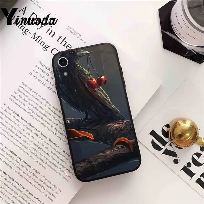 

Yinuoda Animal Bird Black crow Phone Case cover For iPhone X 8 7 6 6S Plus XS MAX 5 5S SE XR 11 12 Pro Promax coque
