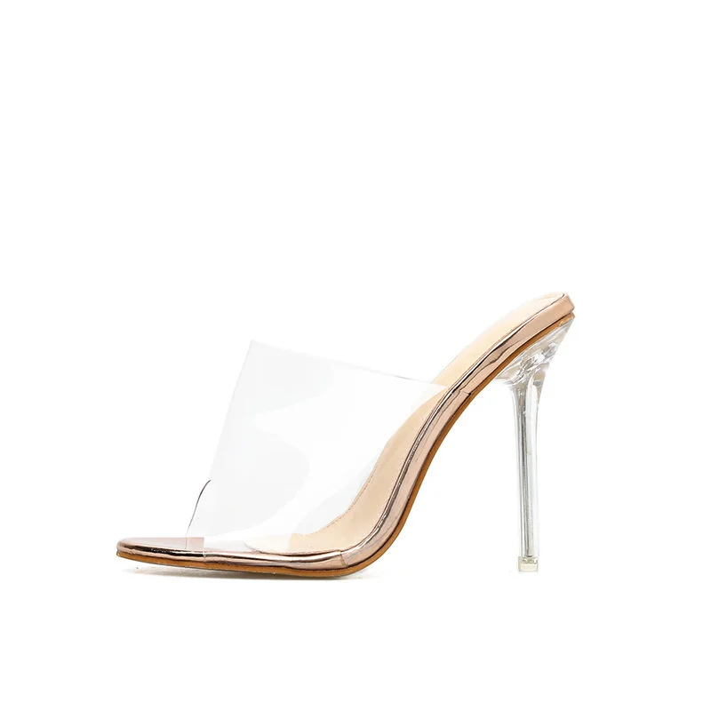

2021 summer new Women's Shoes Crystal Transparent High heel Fine heel Shallow Fish Mouth Set Foot