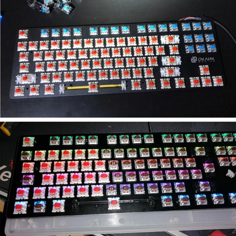Прозрачный чехол для GK61 GK64 GH60 MX HCCY 10 шт./упак. Gateron SMD красные переключатели