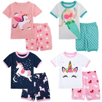 kids girls unicorn pajamas set child summer pyjamas toddler cotton homewear sleepwear animal print nightwear suit